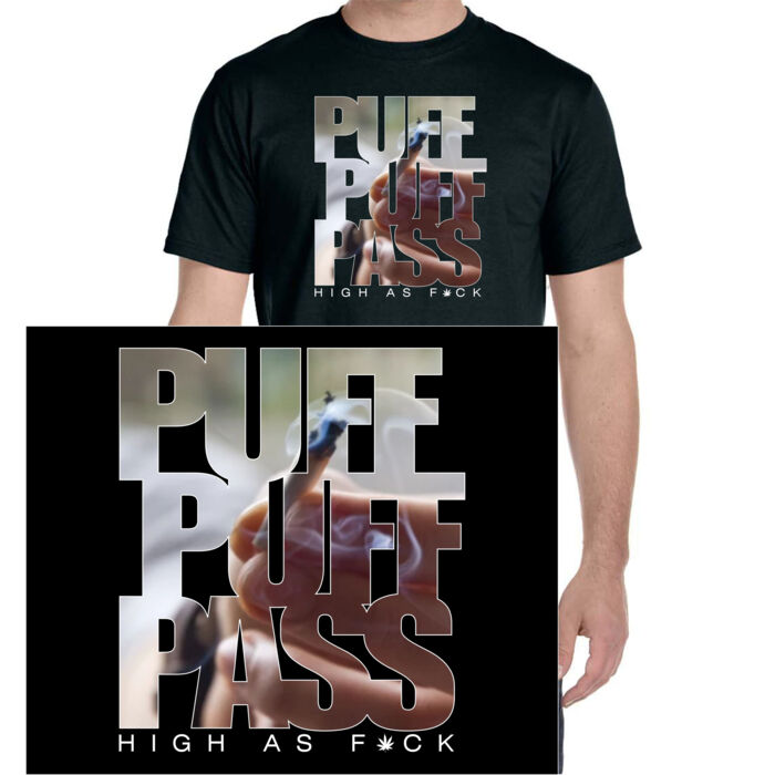 PUFF PUFF PASS - SUPER SOFT UNISEX SHORT SLEEVE T-SHIRT - BLACK Thumbnail