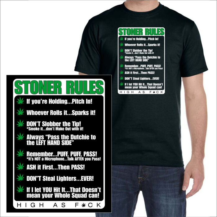 STONER RULES - SUPER SOFT UNISEX SHORT SLEEVE T-SHIRT - BLACK Thumbnail