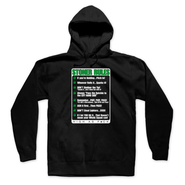 STONER RULES - SUPER SOFT UNISEX PULLOVER HOODIE - BLACK Thumbnail