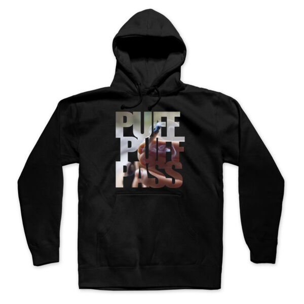 PUFF PUFF PASS - SUPER SOFT UNISEX PULLOVER HOODIE - BLACK Thumbnail