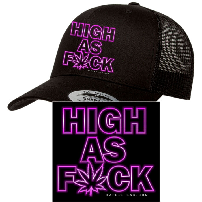 NEON PINK - PREMIUM UNISEX SNAPBACK HAT WITH CURVED BILL - BLACK Thumbnail