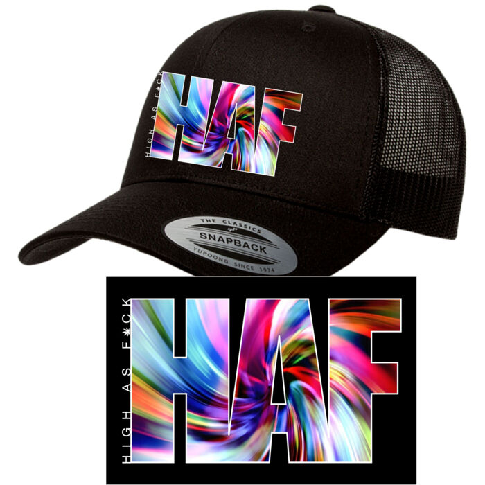 TYE DYE - PREMIUM UNISEX SNAPBACK HAT WITH CURVED BILL - BLACK Thumbnail